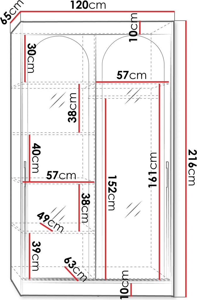 Гардероб Модин плъзгащ-бял-дължина: 120 см