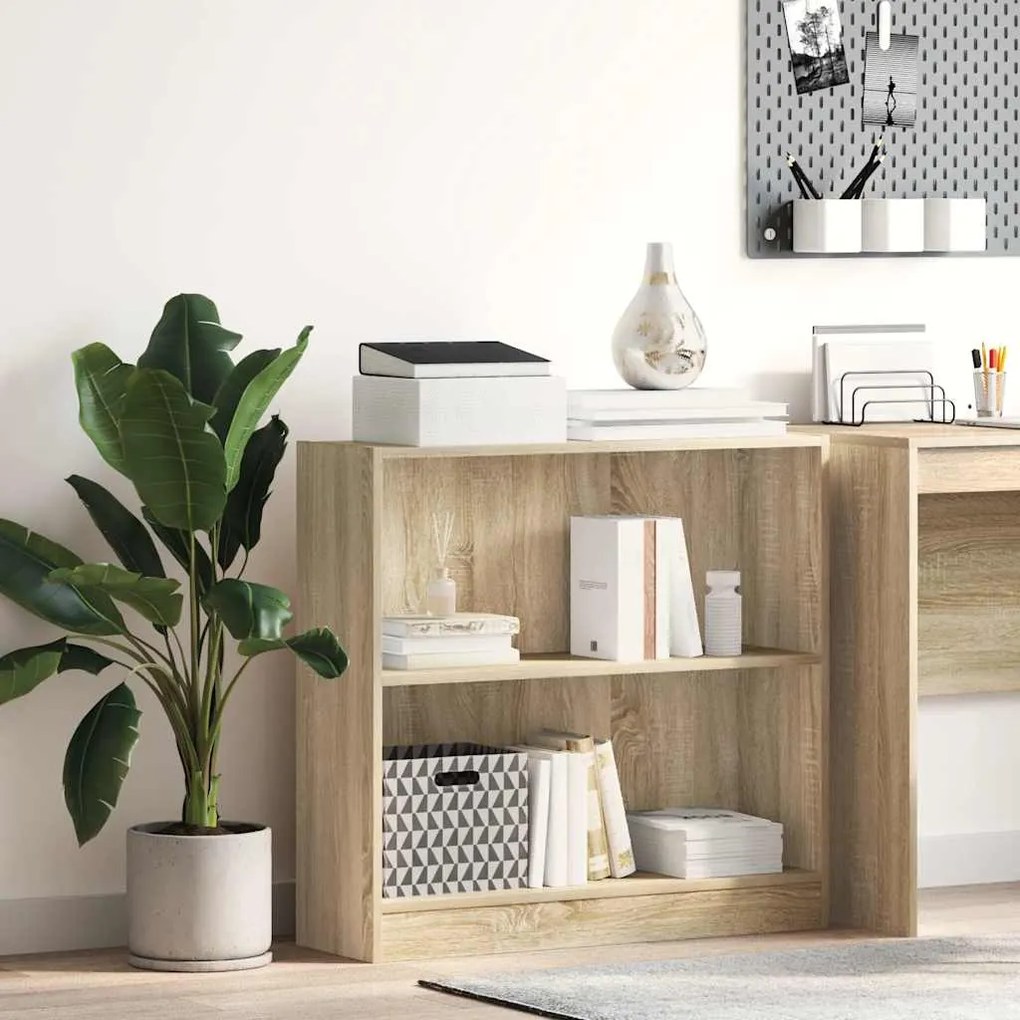 800894 vidaXL Шкаф за книги Сонома Дъб 80x24x75 cm Инженерна дървесина
