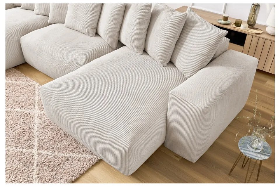 Кремав ъглов диван от рипсено кадифе Voltaire – Bobochic Paris