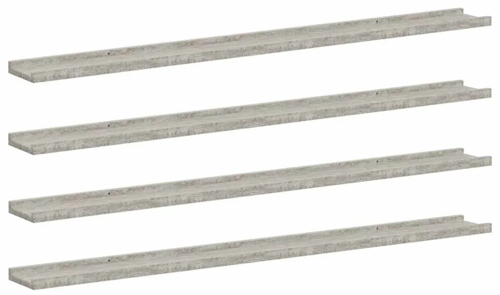 326708 vidaXL Стенни рафтове, 4 бр, бетонно сиви, 115x9x3 см