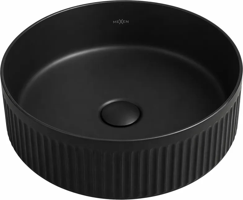 Mexen Grovo умивалник върху плот, оребрен 35 x 35 см, черен мат - 22303585