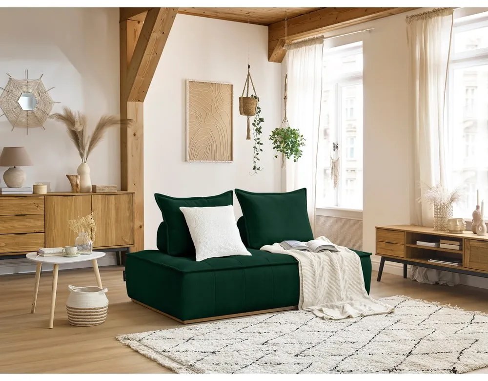 Тъмнозелен диван от прежда с примки от букле 175 cm Elisa – Bobochic Paris