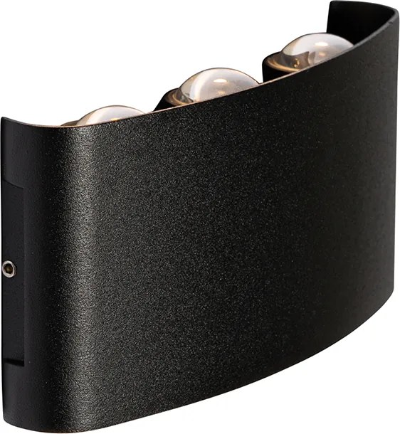 Външна стенна лампа черна с LED 6-светлина IP54 - Silly