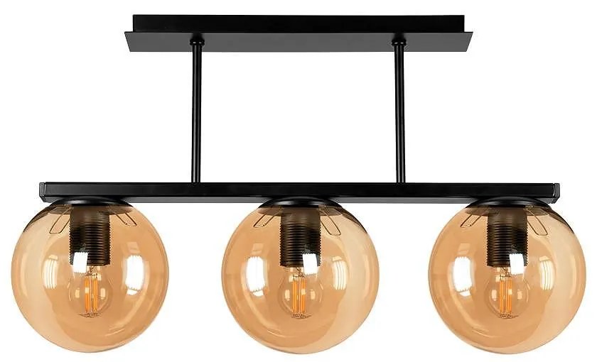 Плафон ТРЕВИЗО, черен/мед, 3хE27