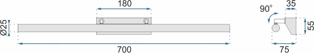 АПЛИК ЗА БАНЯ LED 9W 70CM APP363-1W