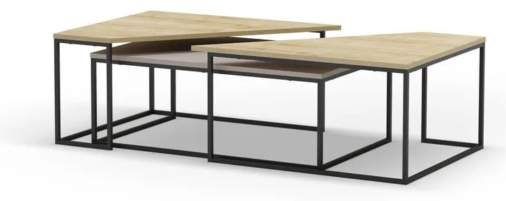 Масички за кафе в комплект от 3 бр. с дъбов плот 70x110 cm Titan – Marckeric