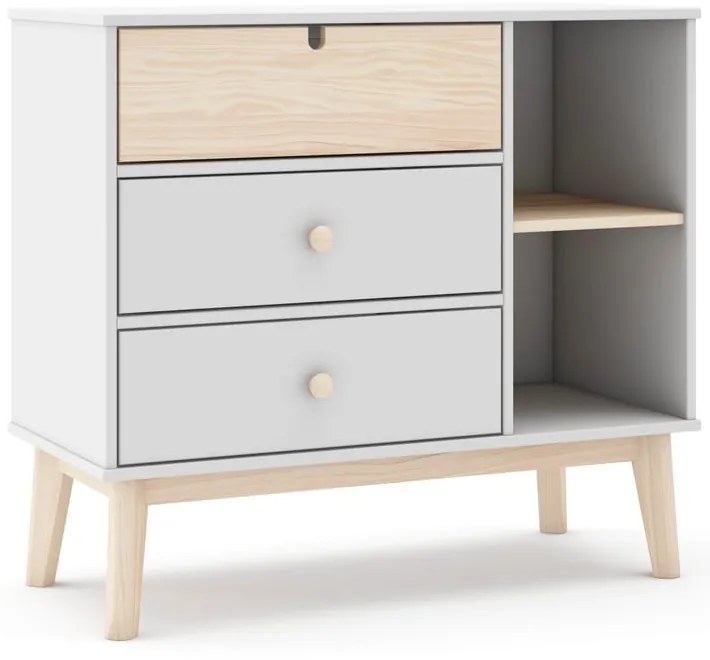 Бял нисък детски скрин 90x40 cm Estefania – Marckeric