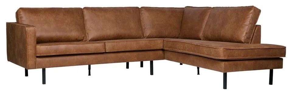 Кафяв ъглов диван от изкуствена кожа (десен ъгъл/L форма) Rodeo – WOOOD