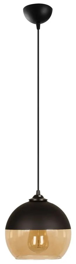 Висящо осветително тяло в цвят жълта охра и черно със стъклен абажур ø 20 cm Camini – Opviq lights