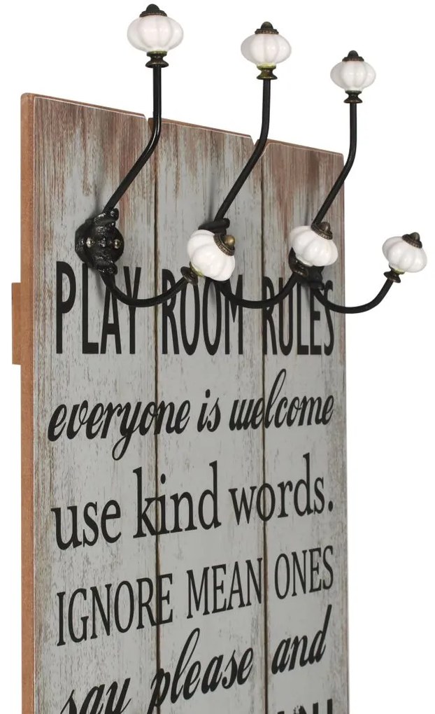 Закачалка за дрехи с 6 куки, 120х40 см, "THANK YOU"