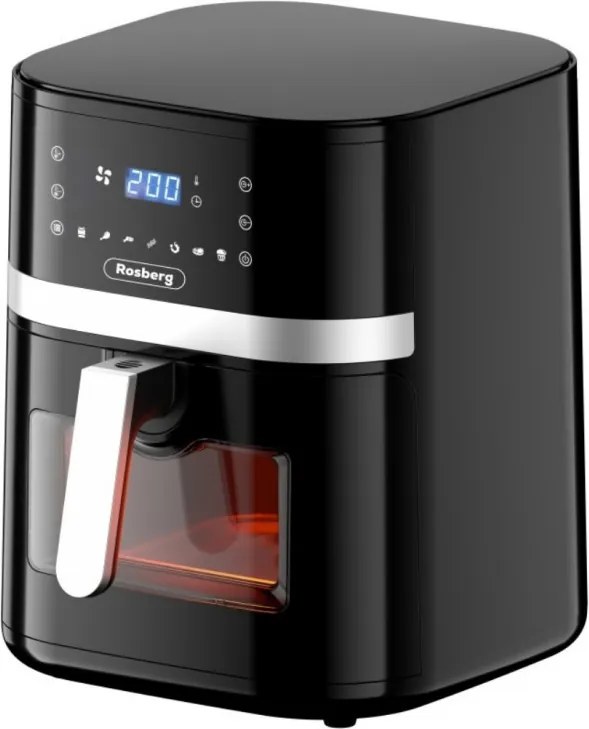 Втора ръка: Фритюрник с горещ въздух AirFryer Rosberg R51980CB, 1800W, 8 л, 7 програми, Таймер, Черен