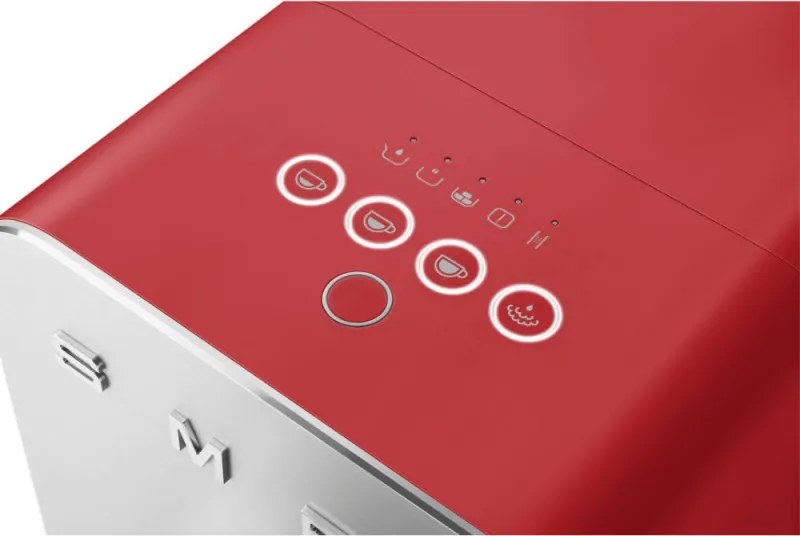 Еспресо машина SMEG Collezione BCC02RDMEU, 1350 W, 19 bar, 1.4 л, 8 функции, Вградена мелачка, Дюза за пара, Червен