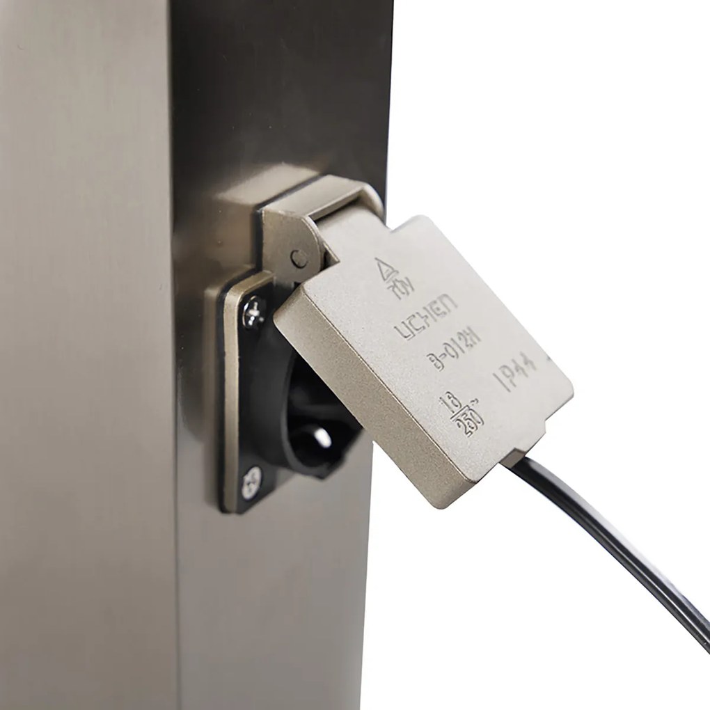 Външна лампа стомана с гнездо IP44 - Malios с пирон за заземяване и кабелен втулка