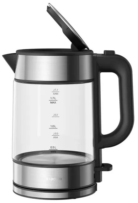 Електрическа кана Xiaomi Electric Glass Kettle, 2200 W, 1.7l, Стъклен корпус, Автоматично изключване, LED, Черен