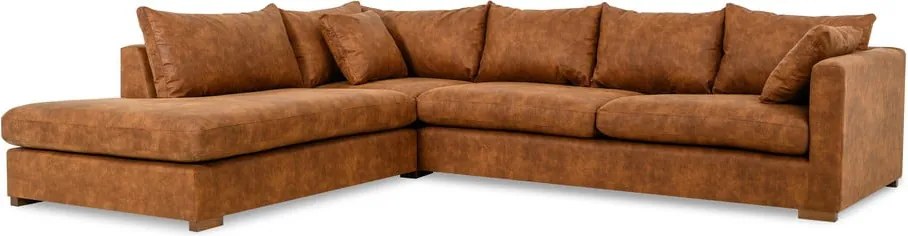 Кафяв ъглов диван от изкуствена кожа (ляв ъгъл) Hamburg – Scandic