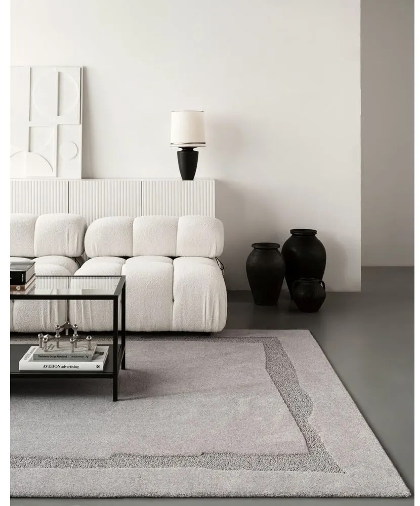Сив вълнен килим 160x230 cm Morphic Rocca – Agnella