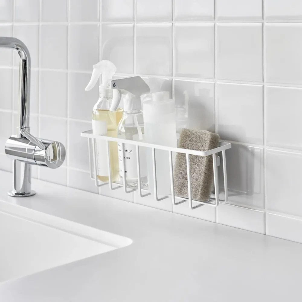 Бяла метална стойка за перилни препарати без пробиване Film Hook – YAMAZAKI