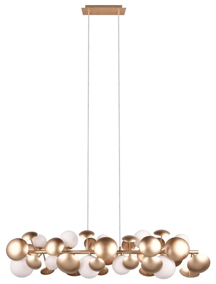 Висяща лампа със стъклен абажур в златисто-бяло Bubble - Trio Select