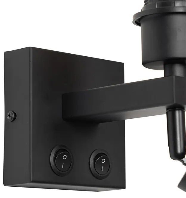 Модерен стенен аплик черен с лампа за четене - Brescia