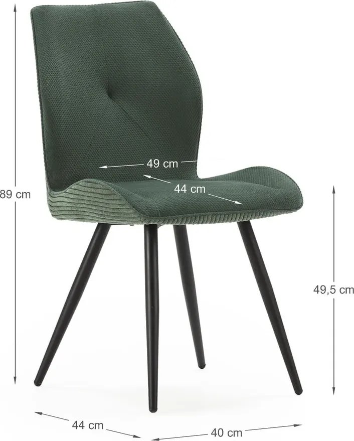 Зелени велурени трапезни столове в комплект 2 бр. Adaya – Marckeric