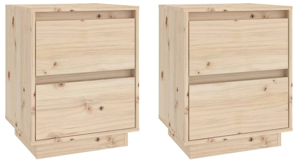 813316 vidaXL Нощни шкафчета, 2 бр, 40x35x50 см, борово дърво масив
