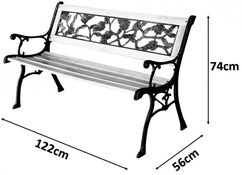 Градинска пейка 122 x 56 x 74 cm