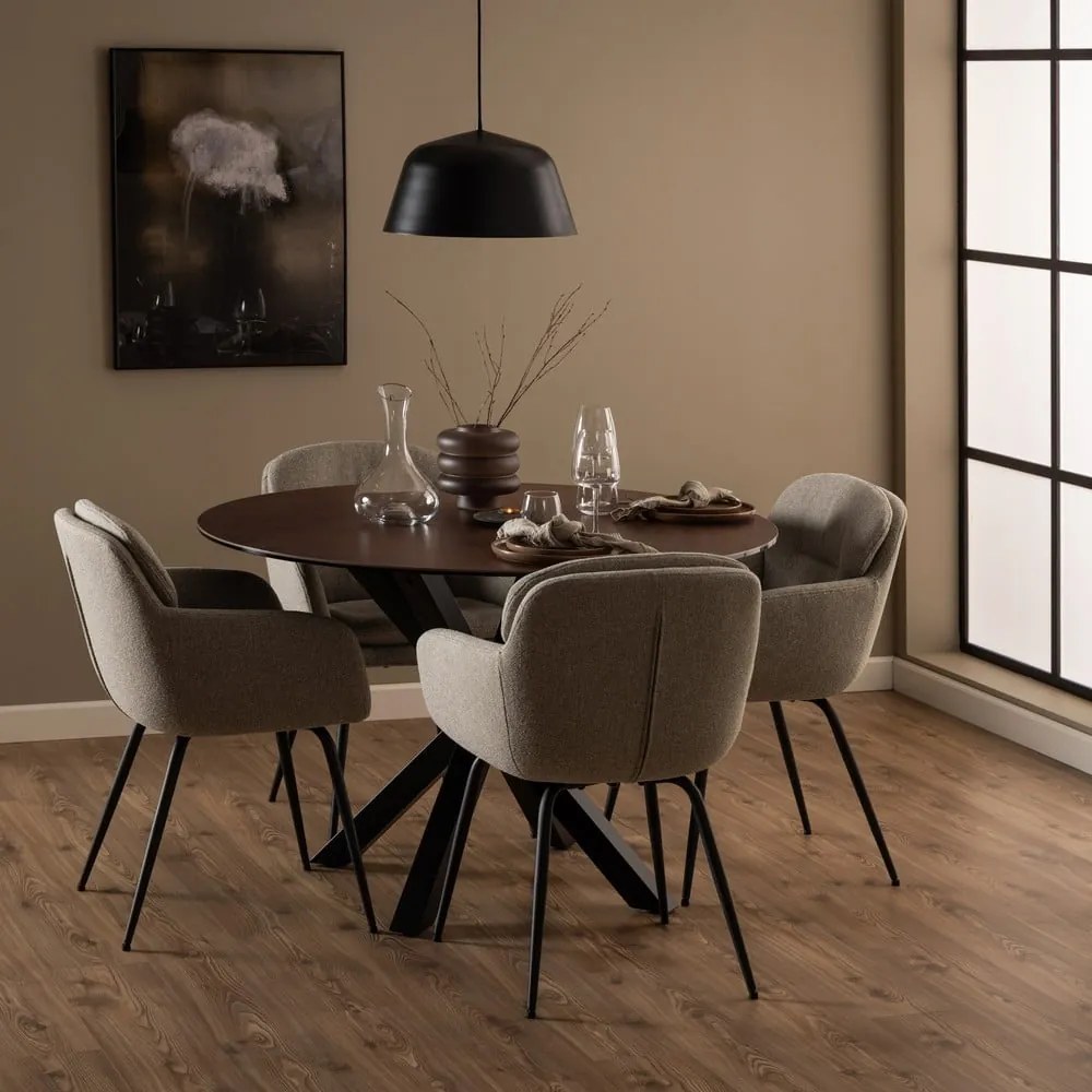 Бежов тапициран трапезен стол с подлакътници Dora – Actona