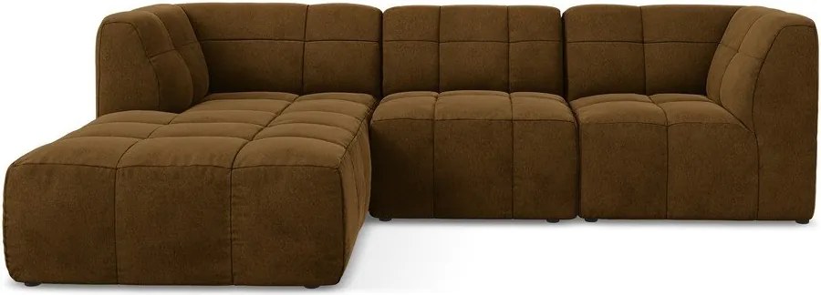 Кадифен ъглов диван в цвят горчица (ляв ъгъл) Aloha – Makamii