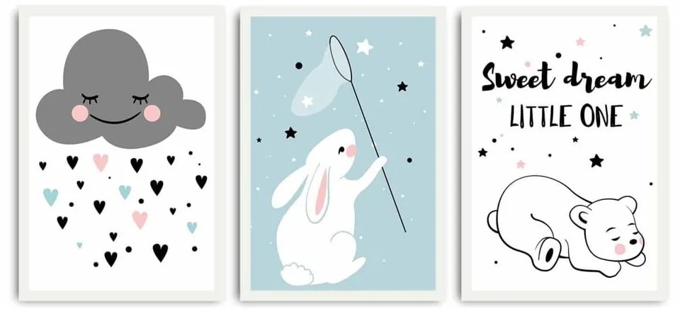 Детски картини в комплект 3 бр. 35x50 cm Sweet Dreams Little One – Wallity