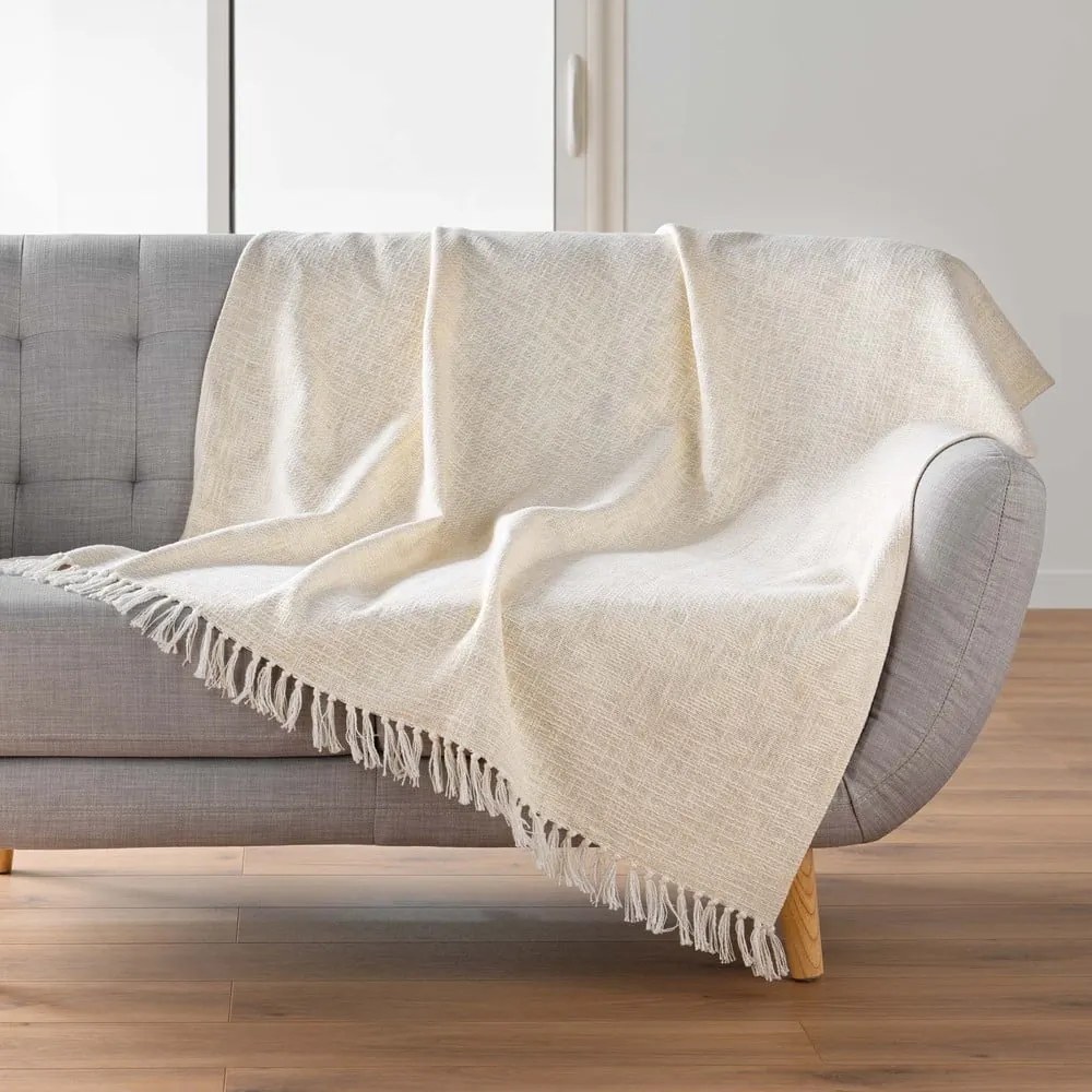 Кремаво одеяло със смес от памук 125x150 cm Ziggy – douceur d'intérieur