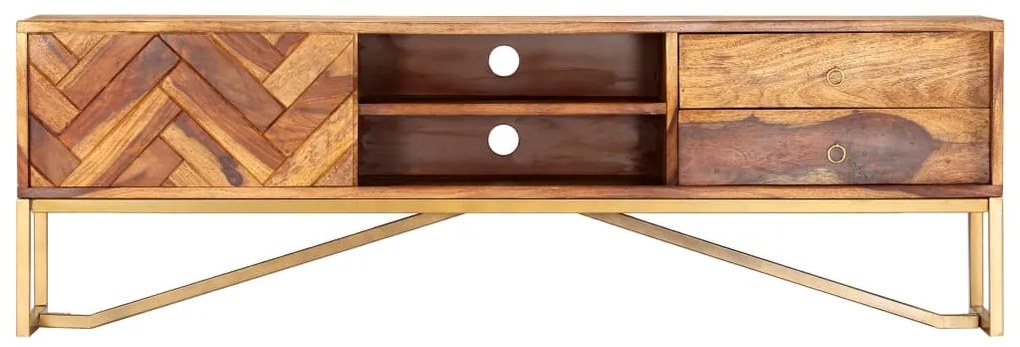 247998 vidaXL ТВ шкаф, 140x30x45, акациево дърво масив