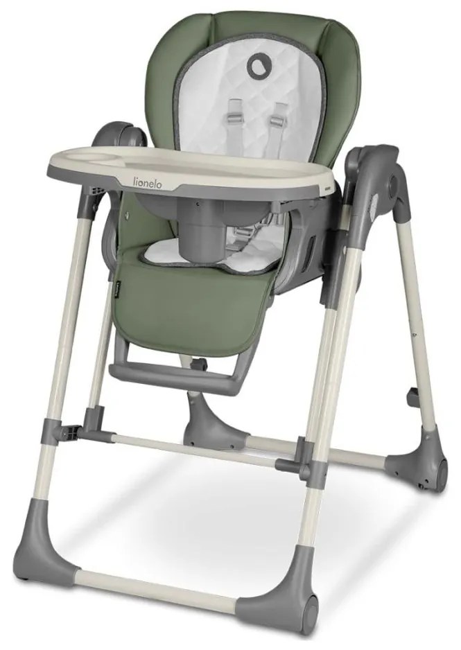 Lionelo - Детски стол за хранене LAURICE, маслинено зелено