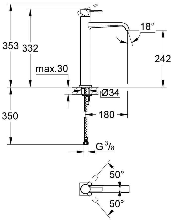 Кран за маса мивка Grohe Allure