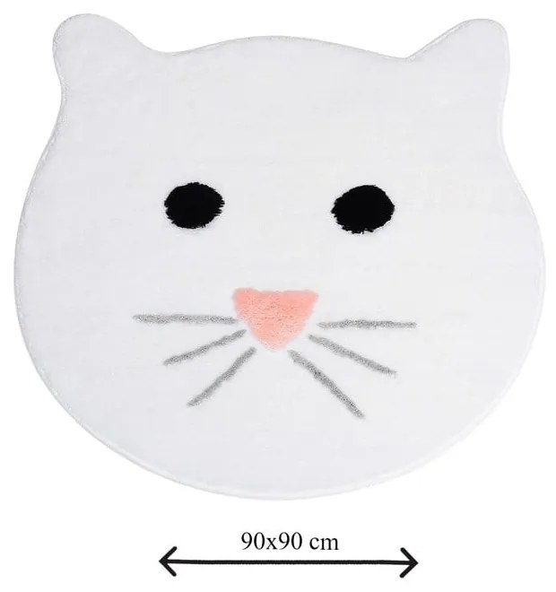 Бяла постелка за баня Cat, ⌀ 90 cm - Foutastic