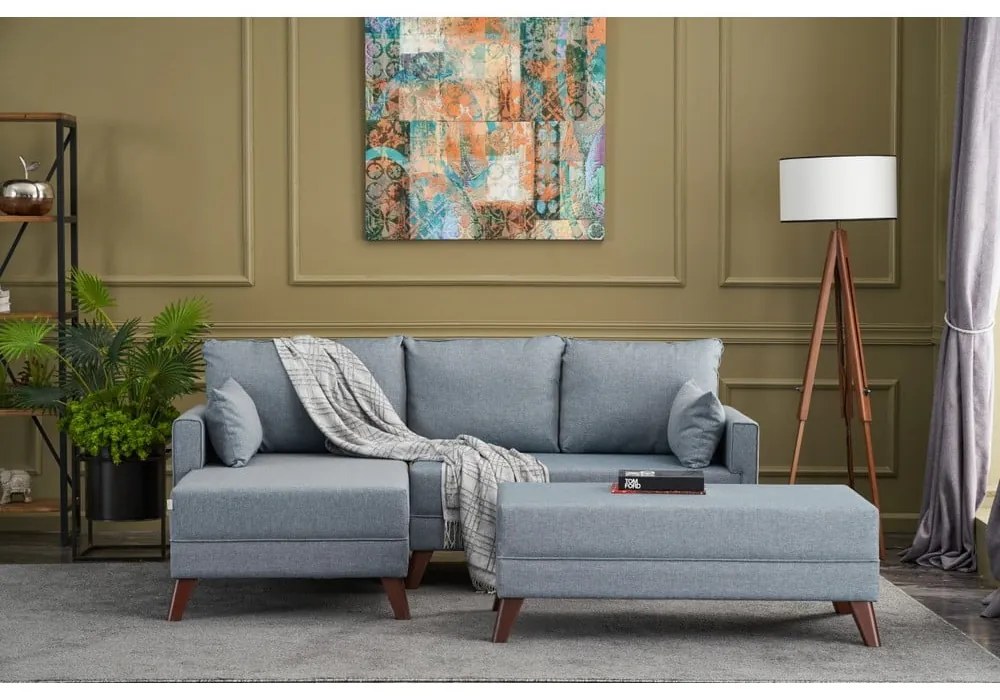 Светлосин ъглов разтегателен диван (ляв ъгъл) Bella – Balcab Home