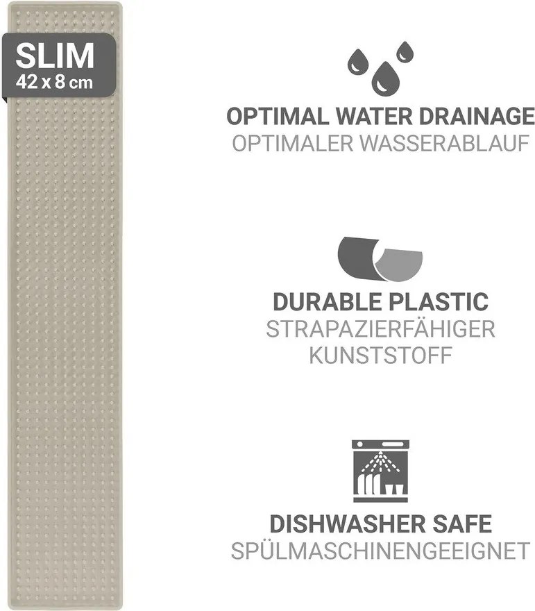 Бежова пластмасова тавичка за оттичане за съдовете 42x8 cm Slim – Wenko