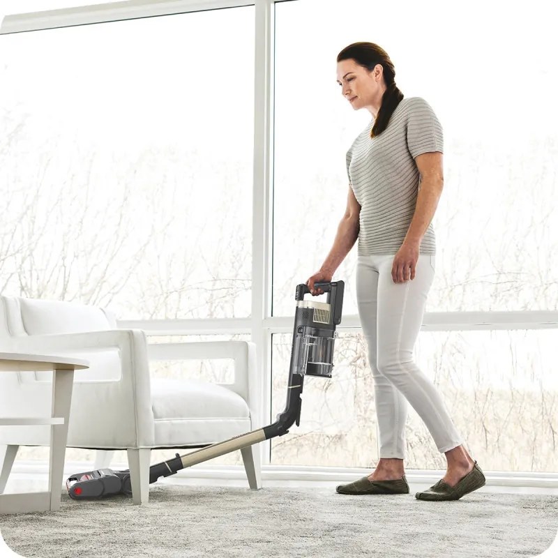 Вертикална прахосмукачка Shark Stratos True Pet Flexology IZ400EUT, 309W, 0.7L, Автономия 60 мин, Clean Sense IQ, Pet Pro, LED, Powerfins, Тъмносив/шампанско