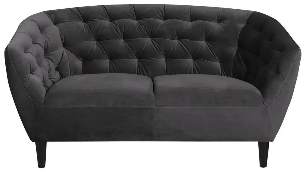 Chesterfield диван Oakland 315Брой места: 2, Няма, Няма, Тъмно сив, 150x84x78cm, 32 kg, Тапицерия, Крака: Дърво, Дърво: Евкалипт, Каучук