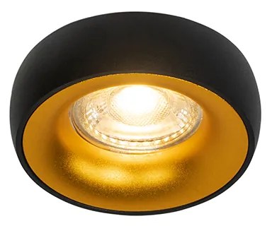 Комплект от 6 дизайнерски вградени спота черни със златист интериор - Mooning