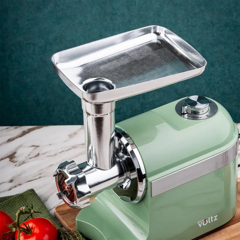 Месомелачка с приставка за домати Oliver Voltz OV51991F, 600/1800W, Аксесоар за колбаси, Зелен