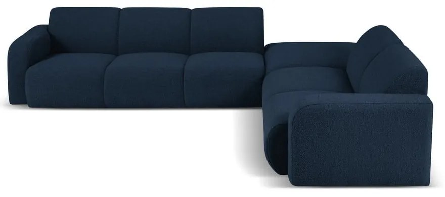 Тъмносин ъглов диван от плат букле (десен ъгъл) Molino - Micadoni Home