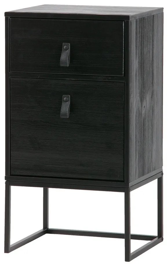 Черно нощно шкафче с чекмедже и врата Zola - WOOOD