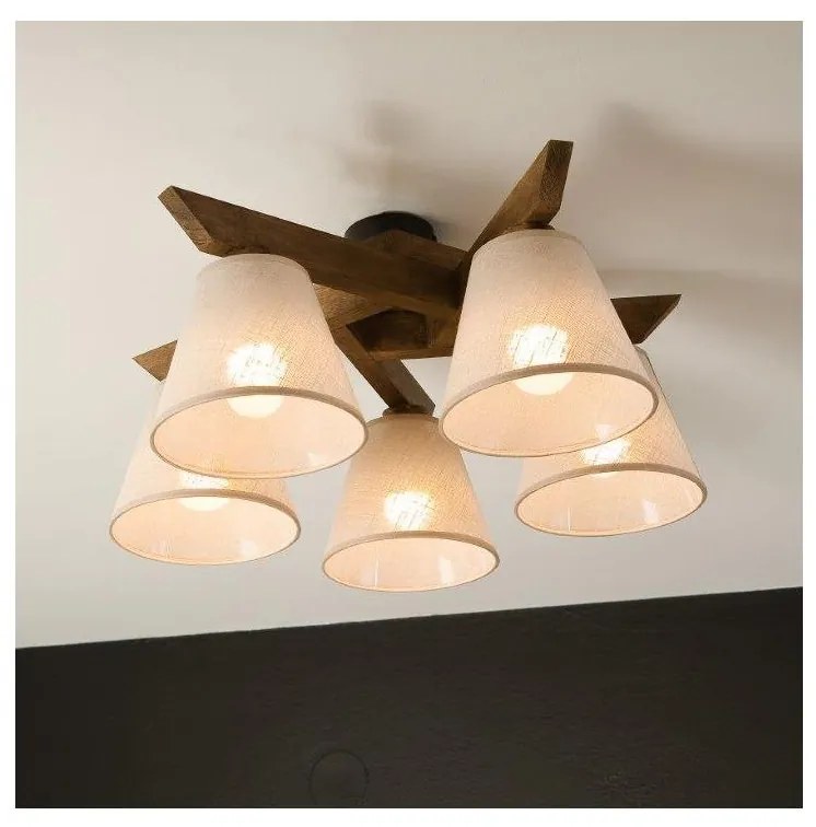 Brilagi - LED плафониера ANTHONY 5xE14/40W/230V дъб орех/бежова