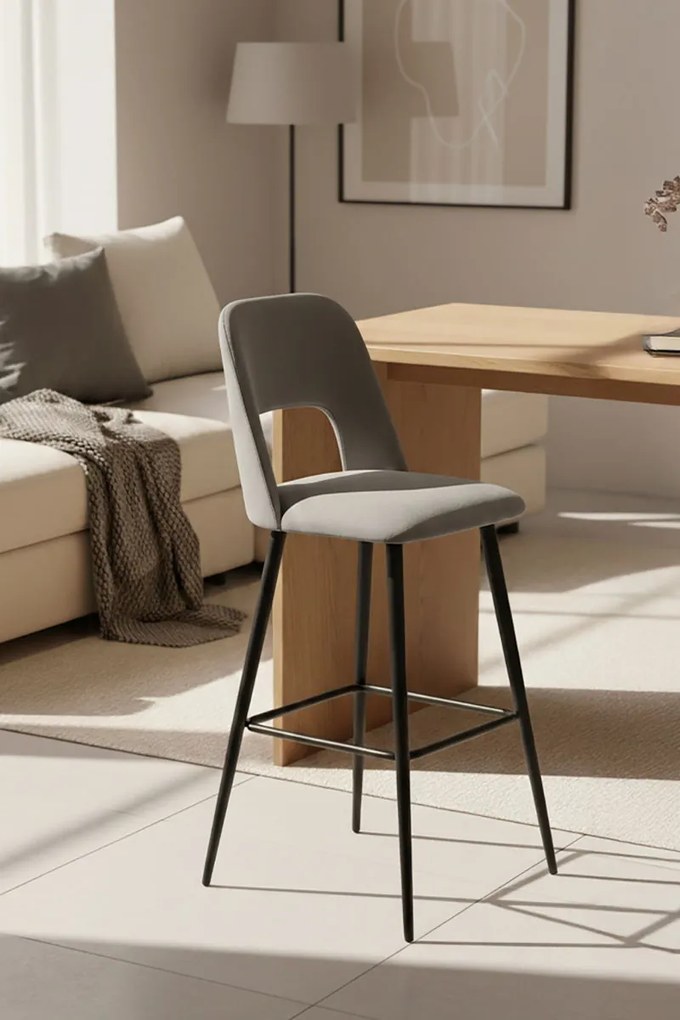 Бар стол Pawel-Сив (4) парчета