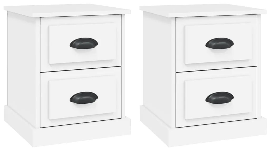 816145 vidaXL Нощни шкафчета, 2 бр, бели, 39x39x47,5 см, инженерно дърво
