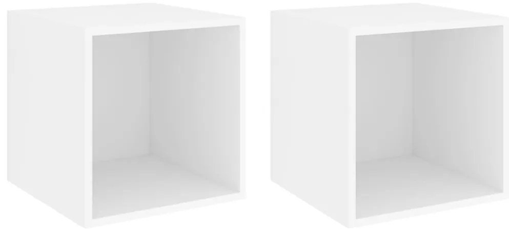 805445 vidaXL Стенни шкафове, 2 бр, бели, 37x37x37 см, инженерно дърво