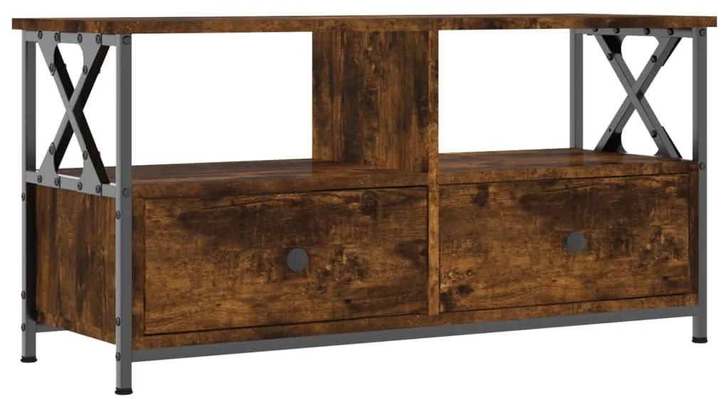 831795 vidaXL ТB шкаф, опушен дъб, 90x33x45 см, инженерно дърво и желязо