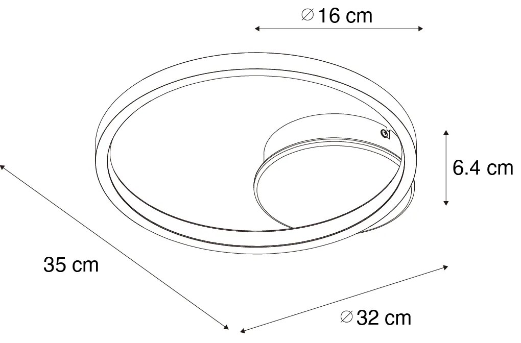 Модерна таванна лампа черна с дърво, включва LED 3-степенно димиране - Alec