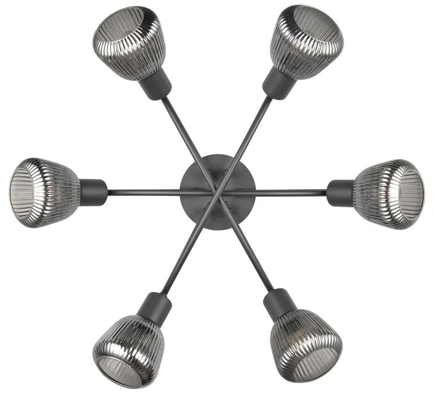 Черно осветително тяло за таван със стъклен абажур Tarifa – Trio