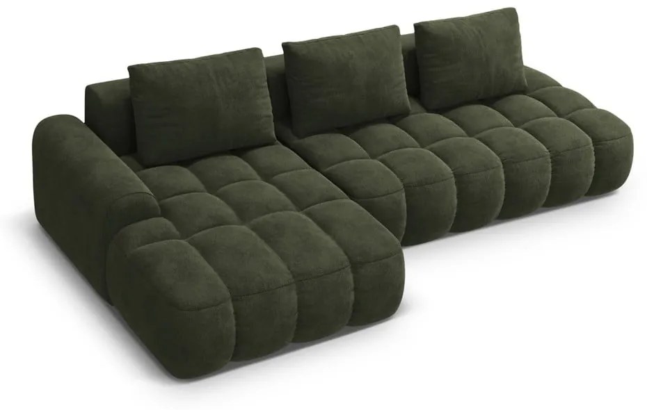 Зелен кадифен сгъваем/с място за съхранение ъглов диван (ляв ъгъл) Linz – Cosmopolitan Design